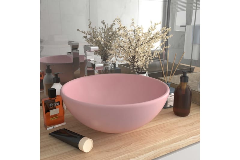 Luksuriøs servant rund matt rosa 32,5x14 cm keramisk - Rosa - Hus & oppussing - Kjøkken & bad - Baderom - Servant og håndvask - Enkel vask