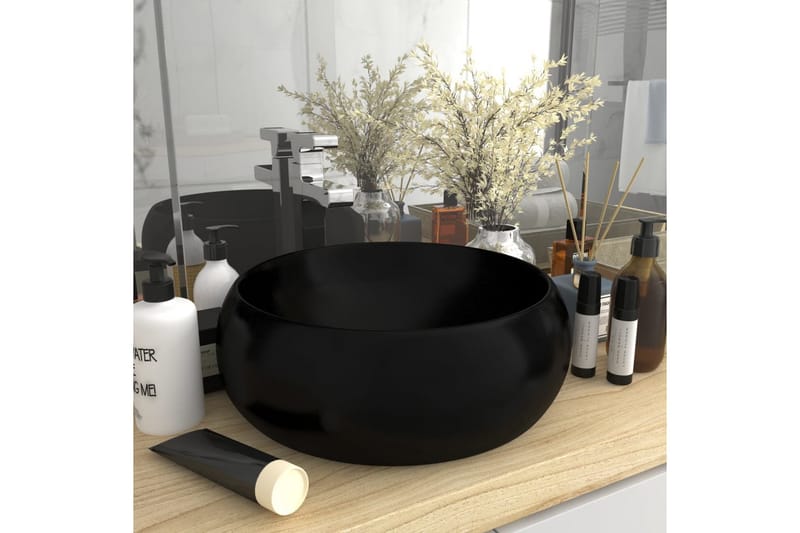 Luksuriøs servant rund matt svart 40x15 cm keramisk - Hus & oppussing - Kjøkken & bad - Baderom - Servant og håndvask - Enkel vask