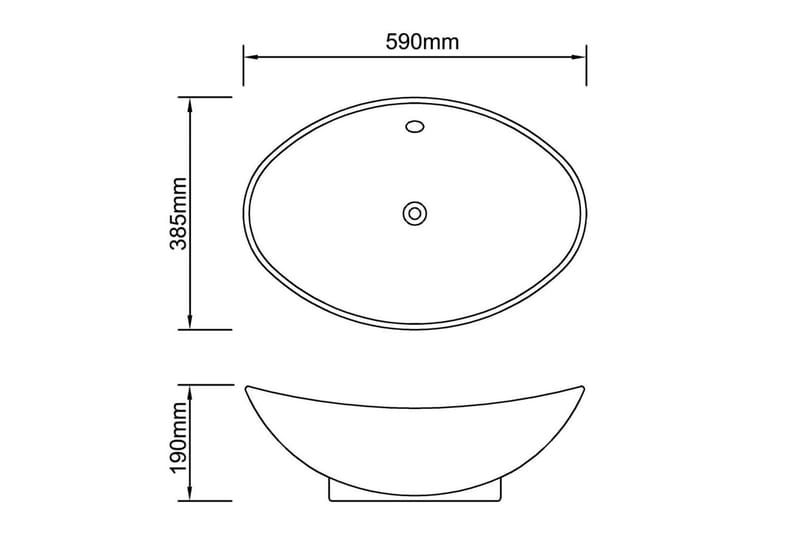 Luksus Keramisk Vask med Overløp 59 x 38,5 cm - Enkel vask