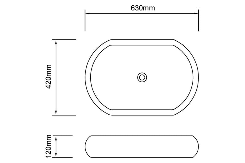 Luksus Keramisk Vask Oval Hvit 63 x 42 cm - Enkel vask