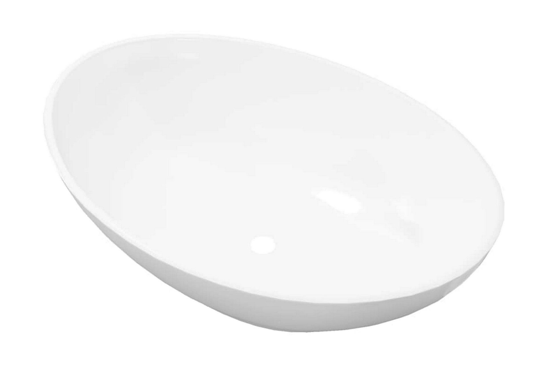 Luksusservant keramisk oval hvit 40 x 33 cm - Hus & oppussing - Kjøkken & bad - Baderom - Servant og håndvask - Enkel vask