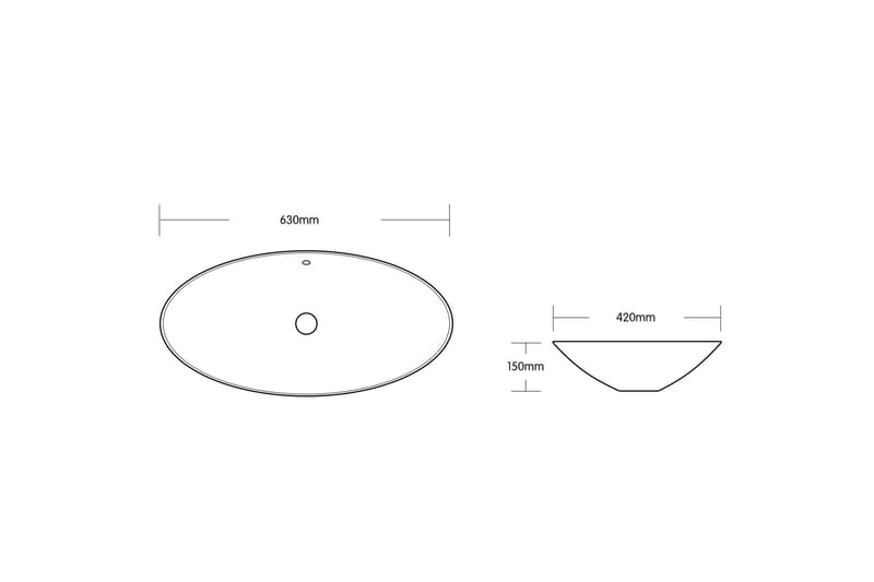 Oval vask 63x42cm Hvit - Lyfco - Enkel vask - Frittstående vask