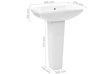 Servant frittstående sokkel keramisk hvit 580x470x200 mm - Hus & oppussing - Kjøkken & bad - Baderom - Servant og håndvask - Enkel vask
