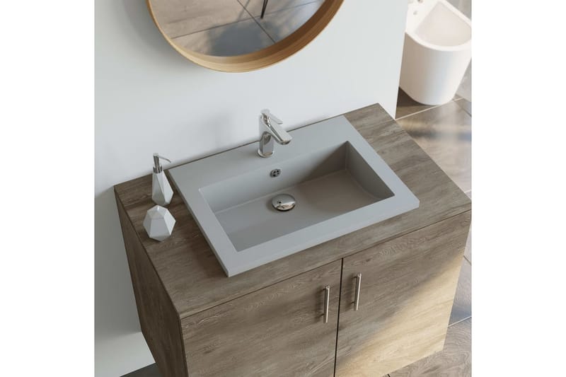 Servant granitt 600x450x120 mm grå - Hus & oppussing - Kjøkken & bad - Baderom - Servant og håndvask - Enkel vask