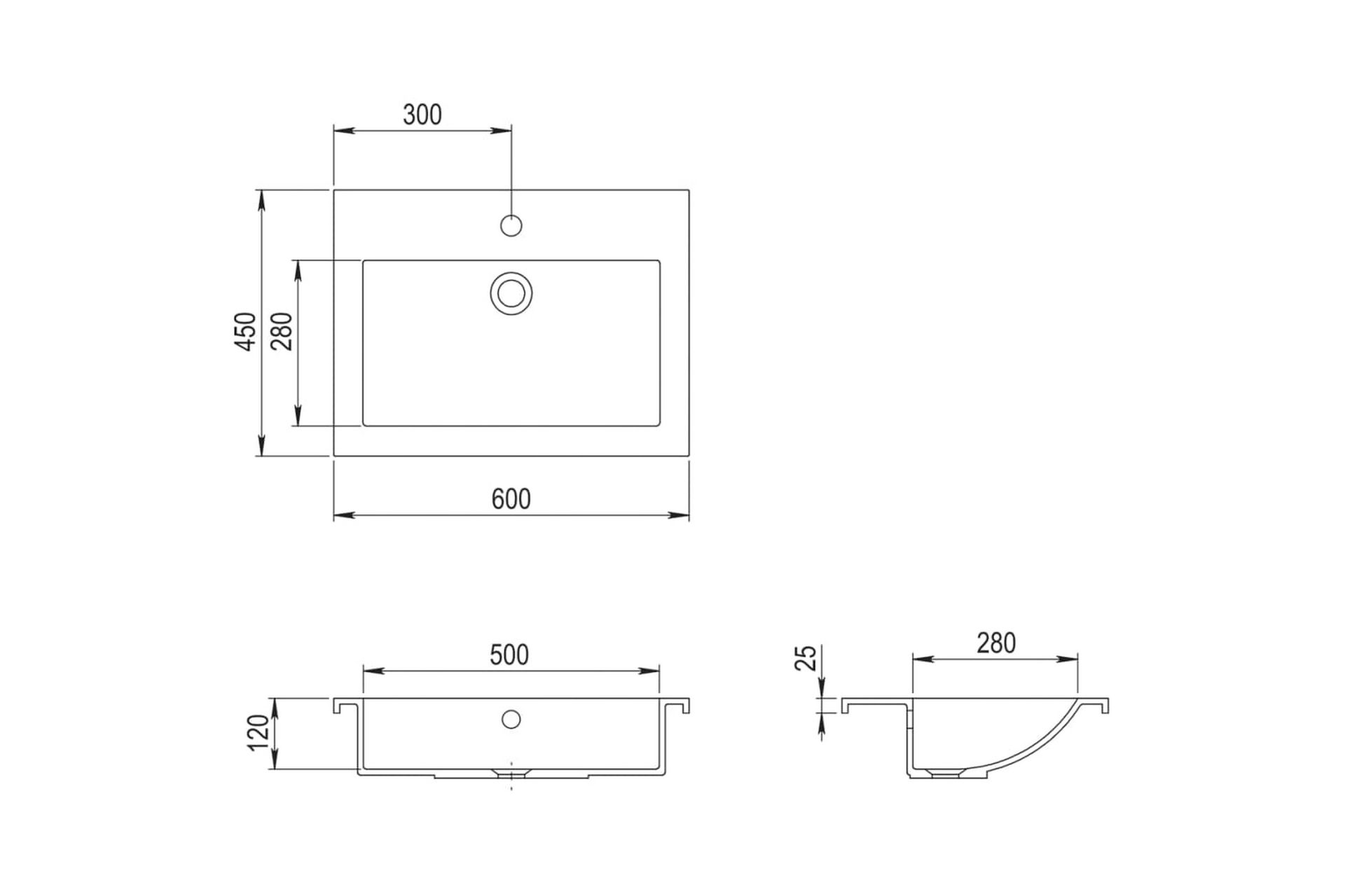 Servant granitt 600x450x120 mm grå - Hus & oppussing - Kjøkken & bad - Baderom - Servant og håndvask - Enkel vask