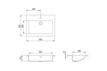 Servant granitt 600x450x120 mm grå - Hus & oppussing - Kjøkken & bad - Baderom - Servant og håndvask - Enkel vask