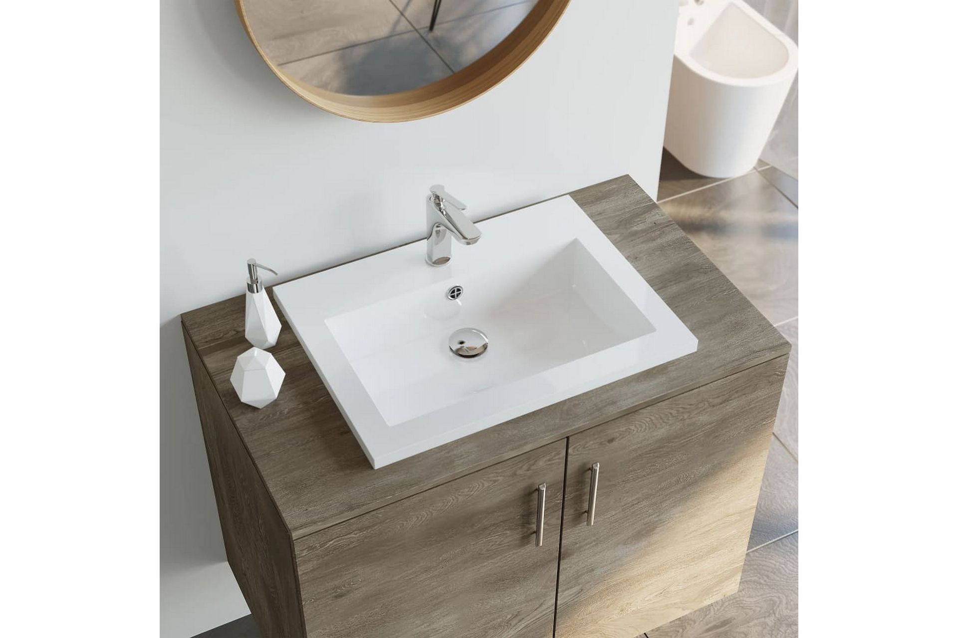 Servant granitt 600x450x120 mm hvit - Hus & oppussing - Kjøkken & bad - Baderom - Servant og håndvask - Enkel vask
