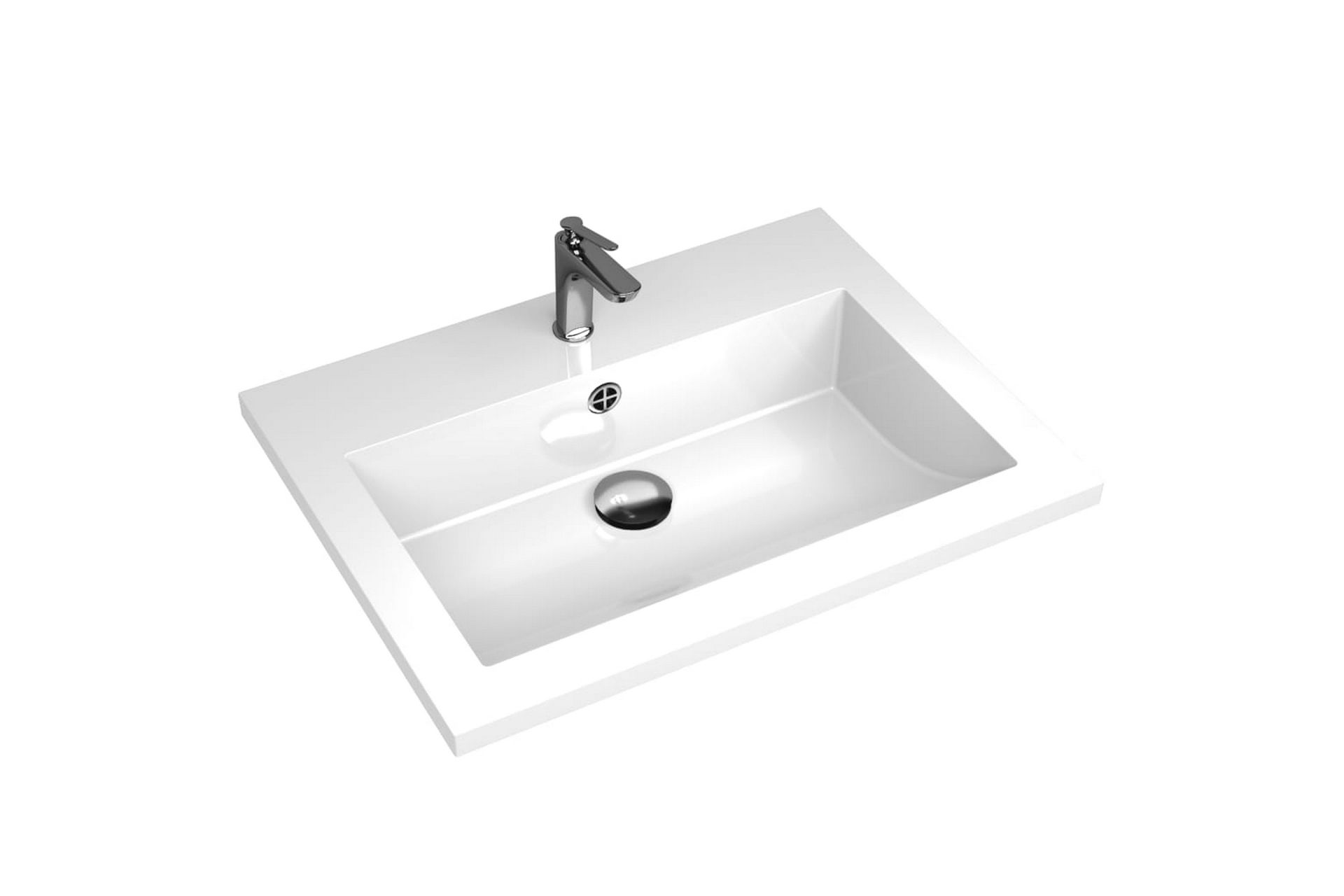 Servant granitt 600x450x120 mm hvit - Hus & oppussing - Kjøkken & bad - Baderom - Servant og håndvask - Enkel vask