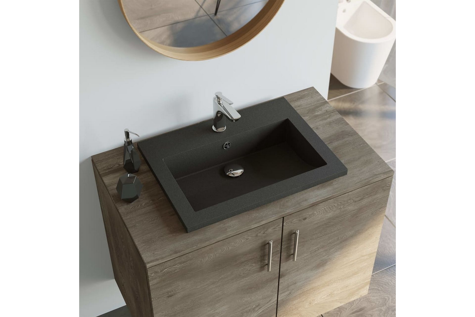 Servant granitt 600x450x120 mm svart - Hus & oppussing - Kjøkken & bad - Baderom - Servant og håndvask - Enkel vask