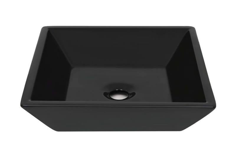 Servant keramisk kvadratisk svart 41,5x41,5x12 cm - Enkel vask