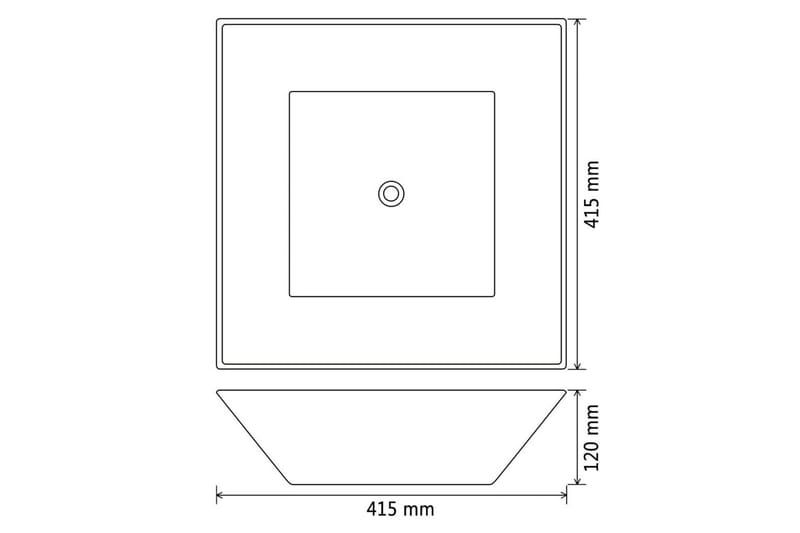 Servant keramisk kvadratisk svart 41,5x41,5x12 cm - Enkel vask