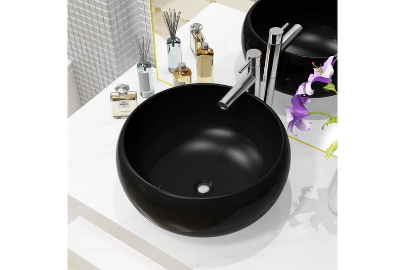 Servant keramisk rund svart 40x15 cm - Hus & oppussing - Kjøkken & bad - Baderom - Servant og håndvask - Enkel vask