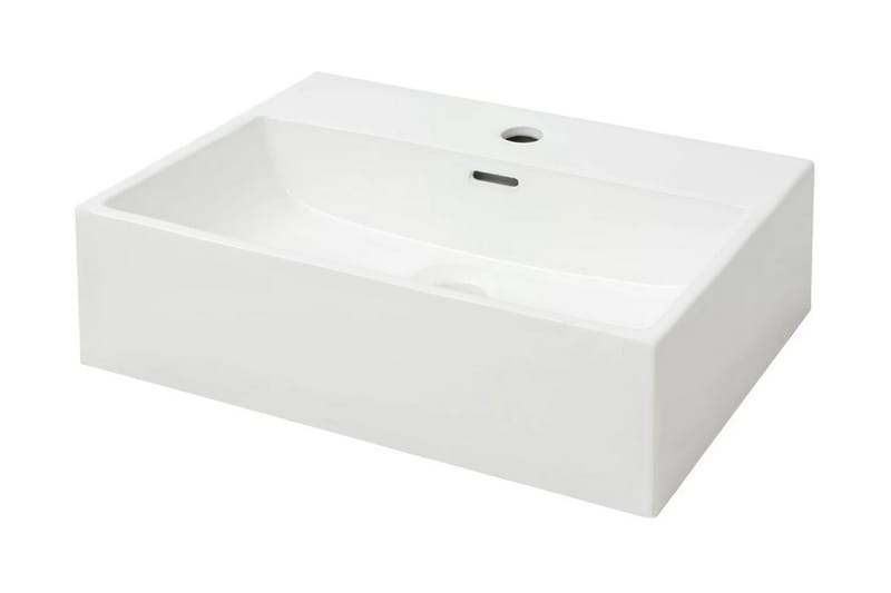 Servant med kranhull keramisk hvit 51,5x38,5x15 cm - Hus & oppussing - Kjøkken & bad - Baderom - Servant og håndvask - Enkel vask