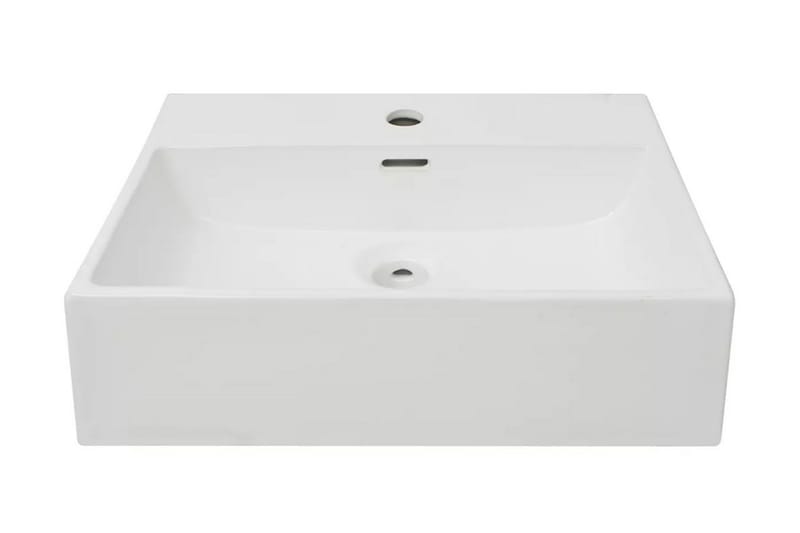 Servant med kranhull keramisk hvit 51,5x38,5x15 cm - Hus & oppussing - Kjøkken & bad - Baderom - Servant og håndvask - Enkel vask