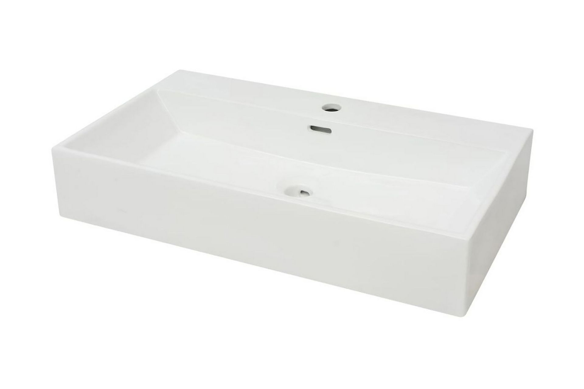 Servant med kranhull keramisk hvit 76x42,5x14,5 cm - Hus & oppussing - Kjøkken & bad - Baderom - Servant og håndvask - Enkel vask