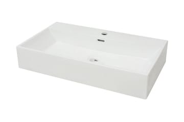 Servant med kranhull keramisk hvit 76x42,5x14,5 cm - Hus & oppussing - Kjøkken & bad - Baderom - Servant og håndvask - Enkel vask