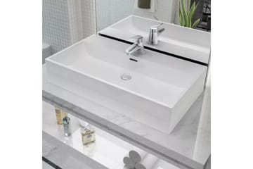 Servant med kranhull keramisk hvit 76x42,5x14,5 cm - Hus & oppussing - Kjøkken & bad - Baderom - Servant og håndvask - Enkel vask
