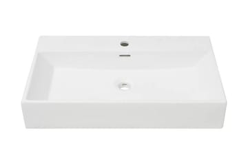 Servant med kranhull keramisk hvit 76x42,5x14,5 cm - Hus & oppussing - Kjøkken & bad - Baderom - Servant og håndvask - Enkel vask