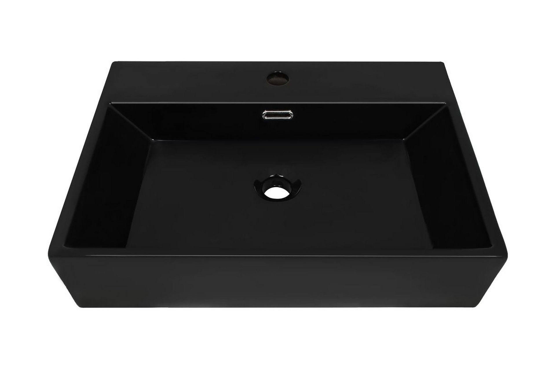Servant med kranhull keramisk svart 60,5x42,5x14,5 cm - Hus & oppussing - Kjøkken & bad - Baderom - Servant og håndvask - Enkel vask