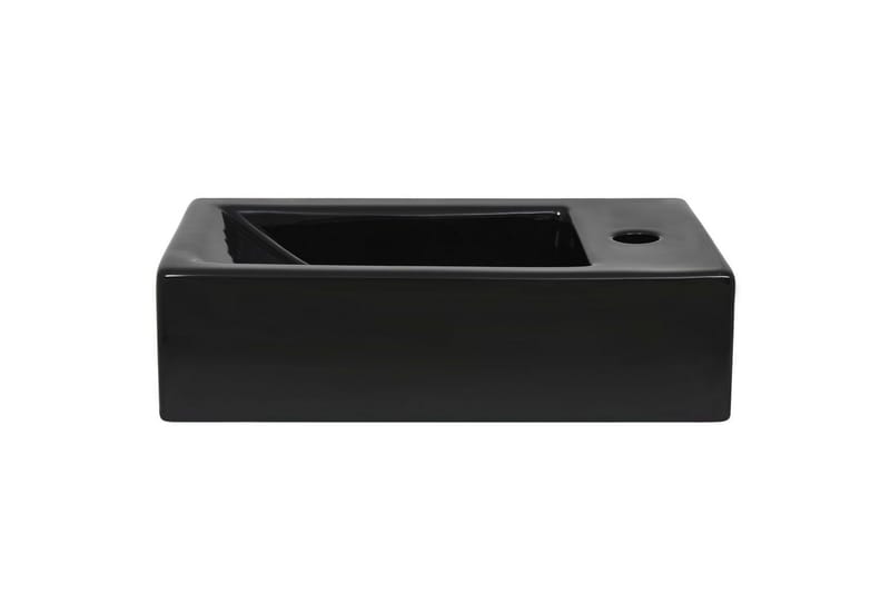 Servant med kranhull rektangulr keramisk svart 46x25,5x12cm - Hus & oppussing - Kjøkken & bad - Baderom - Servant og håndvask - Enkel vask