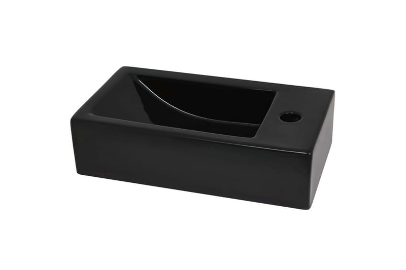 Servant med kranhull rektangulr keramisk svart 46x25,5x12cm - Hus & oppussing - Kjøkken & bad - Baderom - Servant og håndvask - Enkel vask