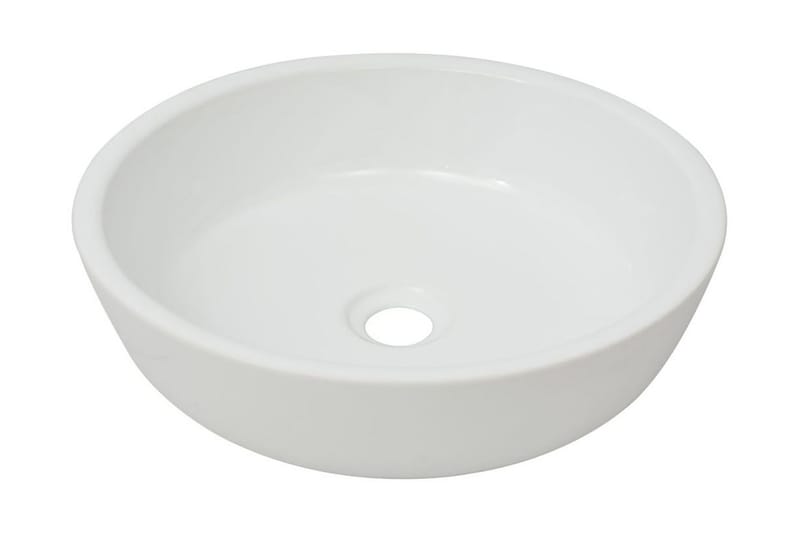 Servant rund keramisk hvit 42x12 cm - Enkel vask