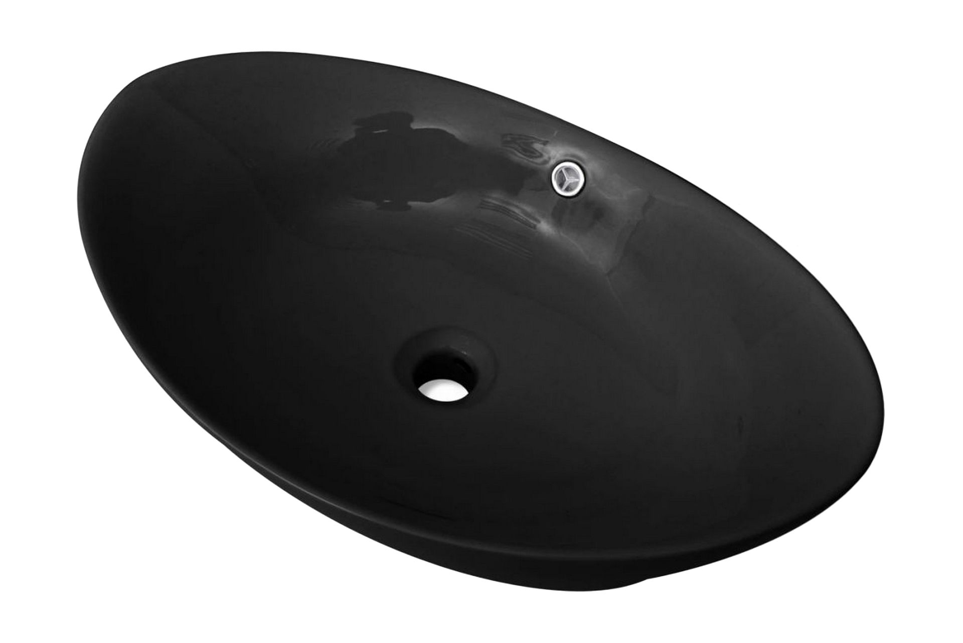 Svart Luksus Keramisk Vask Oval med Overløp 59 x 38,5 cm - Hus & oppussing - Kjøkken & bad - Baderom - Servant og håndvask - Enkel vask