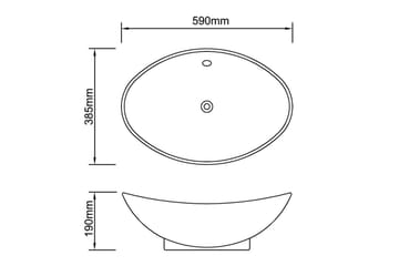 Svart Luksus Keramisk Vask Oval med Overløp 59 x 38,5 cm - Hus & oppussing - Kjøkken & bad - Baderom - Servant og håndvask - Enkel vask