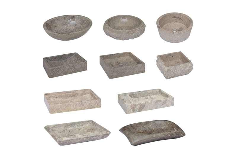 Vask Ø40x12 cm marmor grå - Grå - Hus & oppussing - Kjøkken & bad - Baderom - Servant og håndvask - Enkel vask