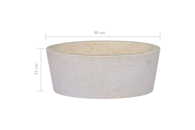 Vask Ø40x15 cm marmor kremhvit - Krem - Enkel vask