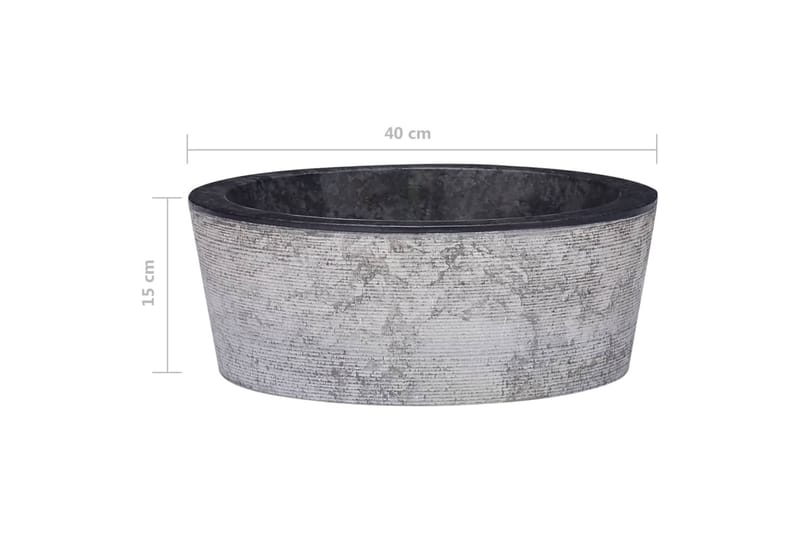 Vask Ø40x15 cm marmor svart - Svart - Enkel vask