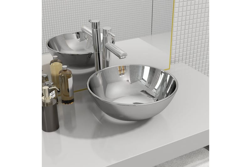 Vask 28x10 cm keramikk sølv - Hus & oppussing - Kjøkken & bad - Baderom - Servant og håndvask - Enkel vask