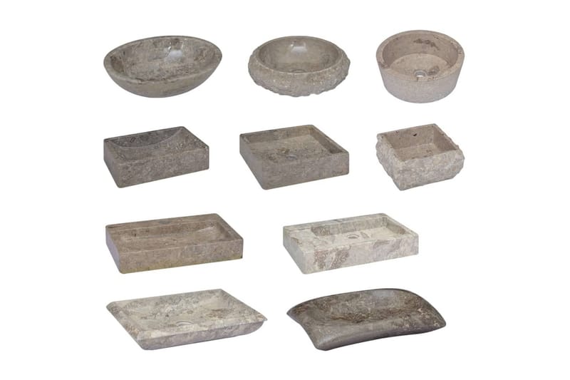 Vask 30x30x13 cm marmor grå - Grå - Hus & oppussing - Kjøkken & bad - Baderom - Servant og håndvask - Enkel vask