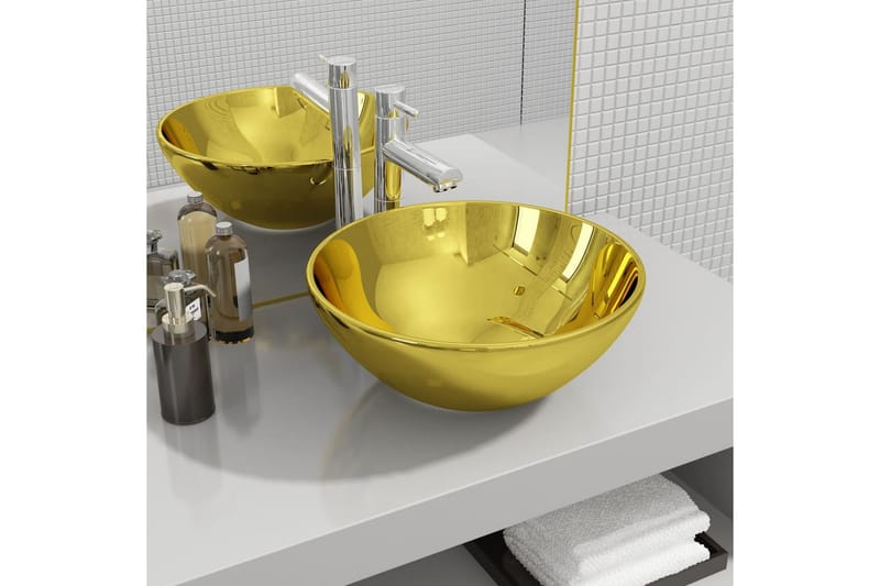 Vask 32,5x14 cm keramikk gull - Enkel vask