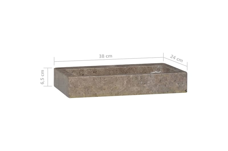 Vask 38x24x6,5 cm marmor grå - Grå - Hus & oppussing - Kjøkken & bad - Baderom - Servant og håndvask - Enkel vask