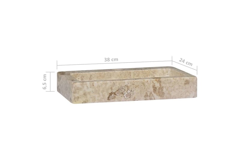 Vask 38x24x6,5 cm marmor kremhvit - Krem - Hus & oppussing - Kjøkken & bad - Baderom - Servant og håndvask - Enkel vask