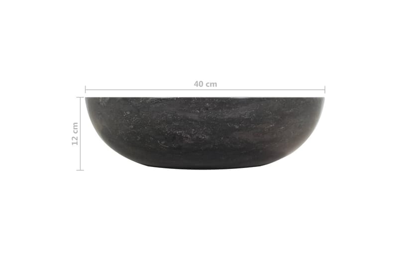 Vask 40x12 cm marmor svart - Enkel vask