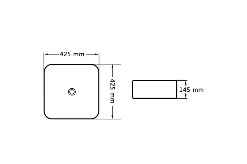 Vask 42,5x42,5x14,5 cm keramikk svart - Enkel vask