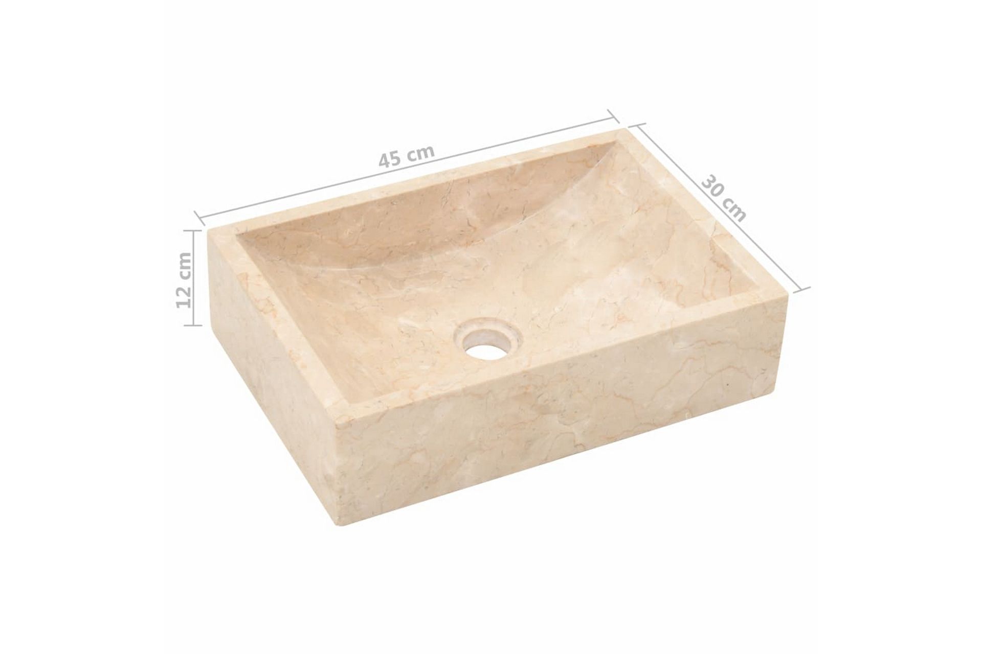 Vask 45x30x12 cm marmor krem - Hus & oppussing - Kjøkken & bad - Baderom - Servant og håndvask - Enkel vask