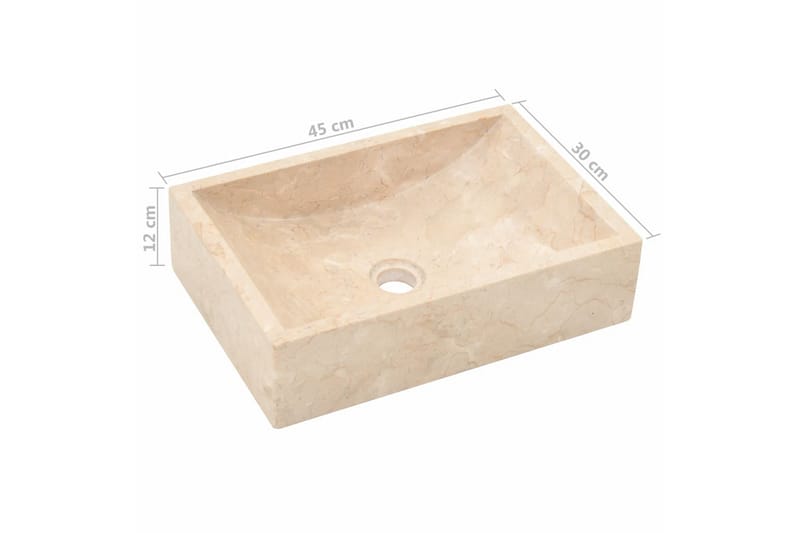 Vask 45x30x12 cm marmor krem - Hus & oppussing - Kjøkken & bad - Baderom - Servant og håndvask - Enkel vask