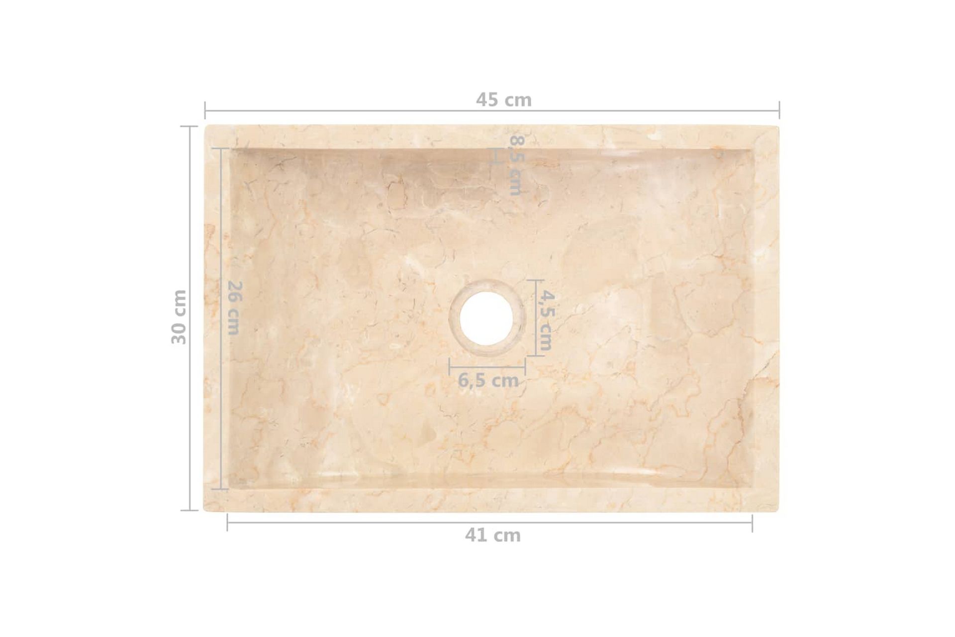 Vask 45x30x12 cm marmor krem - Hus & oppussing - Kjøkken & bad - Baderom - Servant og håndvask - Enkel vask