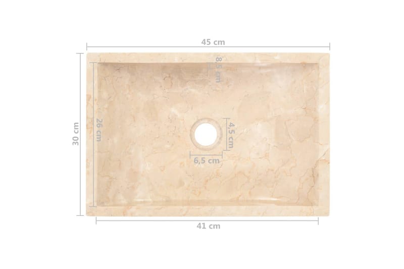Vask 45x30x12 cm marmor krem - Hus & oppussing - Kjøkken & bad - Baderom - Servant og håndvask - Enkel vask
