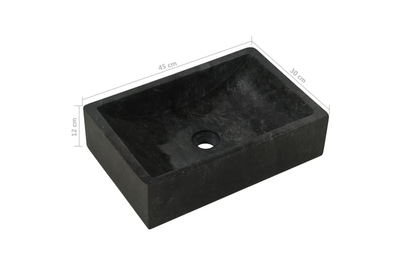 Vask 45x30x12 cm marmor svart - Enkel vask