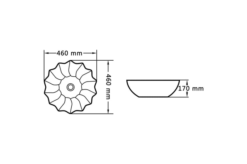 Vask 46x17 cm keramikk hvit - Enkel vask