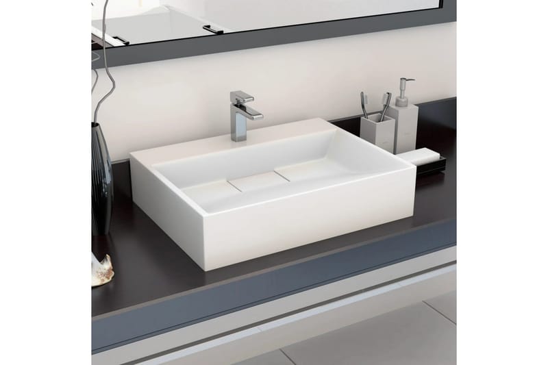 Vask 50x38x13 cm mineralstøpt/marmorstøpt hvit - Hus & oppussing - Kjøkken & bad - Baderom - Servant og håndvask - Enkel vask