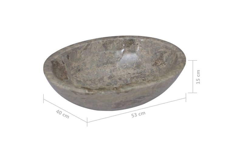 Vask 53x40x15 cm marmor grå - Grå - Enkel vask