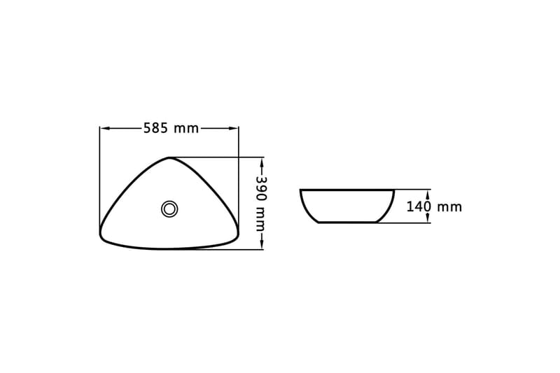 Vask 58,5x39x14 cm keramikk svart - Enkel vask