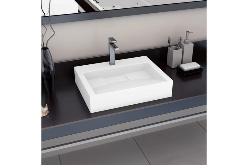 Vask 60x38x11 cm mineralstøpt/marmorstøpt hvit - Hus & oppussing - Kjøkken & bad - Baderom - Servant og håndvask - Enkel vask