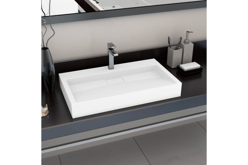 Vask 80x46x11 cm mineralstøpt/marmorstøpt hvit - Hus & oppussing - Kjøkken & bad - Baderom - Servant og håndvask - Enkel vask