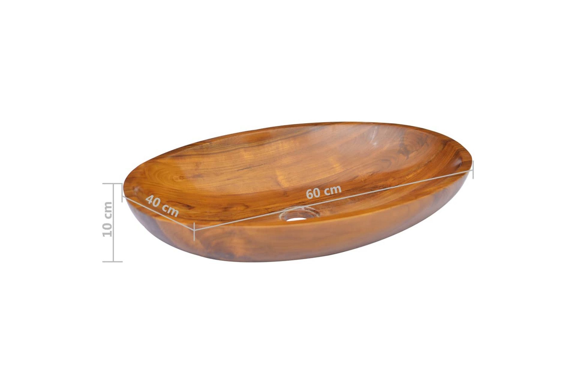 Vask heltre teak 60x40x10 cm - Brun - Hus & oppussing - Kjøkken & bad - Baderom - Servant og håndvask - Enkel vask